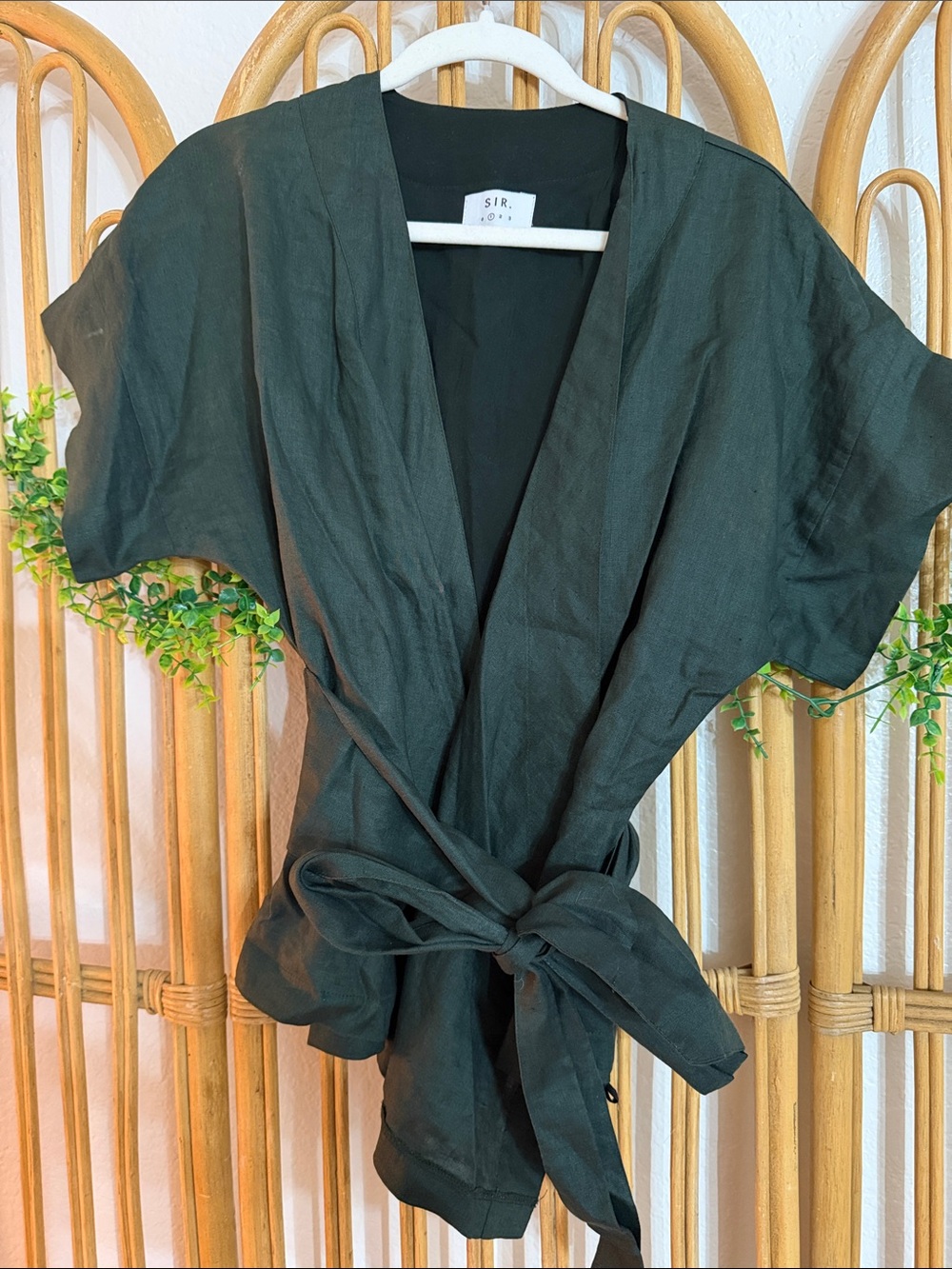 SIR. Black Wrap Top with Tie Waist